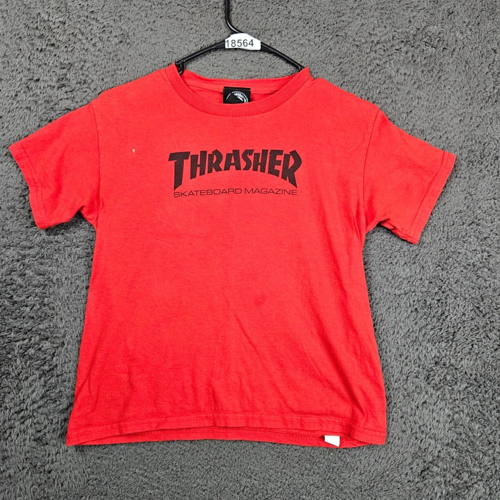 Thrasher Magazine Red Short Sleeve T Shirt Youth Kids Size Small‎